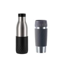 Kit Tefal Garrafa Térmica Preta+Copo Térmico com Tampa Cinza