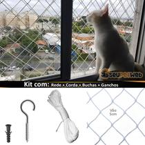 Kit Tela De Proteção Janelas Gato Criança 1,20 X 1,50 Branca