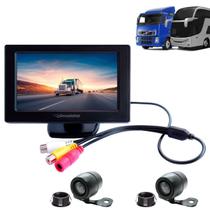 Kit Tela Monitor 4.3 Polegadas Lcd Imagem Colorida 24V Caminhão Ônibus + 02 Câmeras 24V