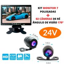 Kit Tela Monitor 7 Polegadas Lcd Imagem Colorida 24V + 02 Câmeras de Ré 24V Roadstar