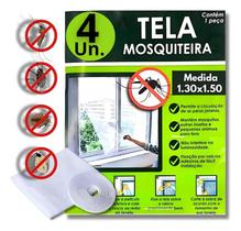 Kit Tela Mosquiteira Janela Anti-inseto Mosquito 4 unidades 130x150cm