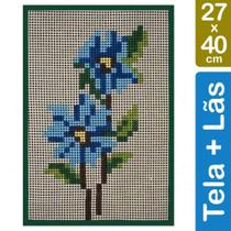 Kit Tela para Bordar 27x40 - 4902 Flor Azul Kit Tela para Bordar 27x40 - 4902 Flor Azul