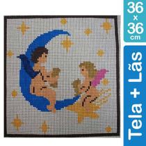 Kit Tela para Bordar 36x36 - 3403 Anjos na Lua
