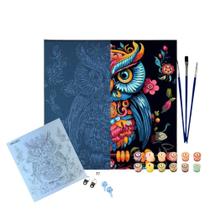 Kit Tela Pintura Numerada Sinoart 30X30cm Coruja