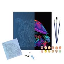 Kit Tela Pintura Numerada Sinoart 30X30cm Tartaruga Mágica