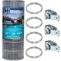 Kit Tela Soldada Morlan, Arames e Esticador - 1 X 25 Metros