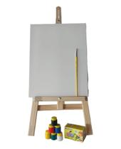 kit Telas com cavalete de 75cm 4 telas 20x30 1 caixa de tinta guache 1 Pincel n8 1 paleta kit Telas com cavalete de 75cm 4 telas 20x30 1 caixa de tinta guache 1 Pincel n8 1 paleta