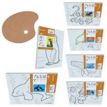 Kit TelaS DESENHADAS Pintura Iniciante Infantil 16x22 paleta
