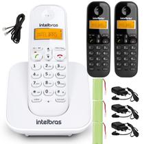 Kit Telefone S Fio Ts 3110 Branco Com 2 Ramal Preto Intelbras