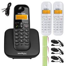 Kit Telefone S Fio Ts 3110 Preto Com 2 Ramal Branco Intelbras