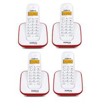 Kit Telefone Sem Fio + 3 Ramais Branco e Vermelho TS 3110 - Intelbras