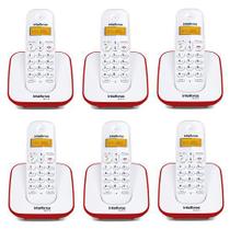 Kit Telefone Sem Fio + 5 Ramais Branco e Vermelho TS 3110 - Intelbras