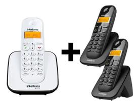 Kit Telefone Sem Fio INTELBRAS TS 3110 Preto/Branco com + 2 Ramais TS 3111 Preto