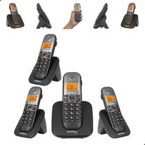 Kit Telefone Sem Fio Intelbras TS 5120 3 Ramais com Bina Viva Voz e Bateria de Alta Duração