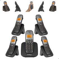 Kit Telefone Sem Fio Intelbras TS 5120 4 Ramais TS 5121 com Bina Viva Voz e Display Iluminoso