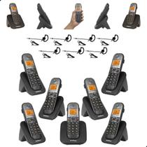 Kit Telefone Sem Fio Intelbras TS 5120 6 Ramais TS 5121 Digital com Bina Viva Voz e 7 Headsets