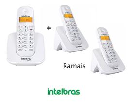 Kit Telefone Sem Fio Ts 3110 + 2 Ramais Ts 3111 Branco Intelbras