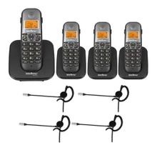 Kit Telefones S/ Fio Ts 5120 + 3 Ramais + 4 Fones Hc 20 Intelbras