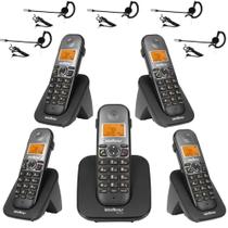 Kit Telefones S/ Fio Ts 5120 + 4 Ramais + 5 Fones Hc 20 Intelbras