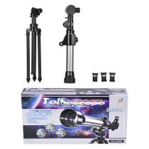 Kit telescopio astro terrestre luneta ciencia com 3 lentes e tripe espaço educativo