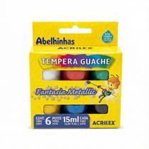 Kit Tempera Guache 06 Cores Fantasia Metallic 15ml Acrilex - 02002