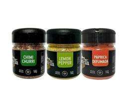 Kit temperos Chimichurri + Lemon Pepper + Páprica Defumada Kit temperos Chimichurri + Lemon Pepper + Páprica Defumada