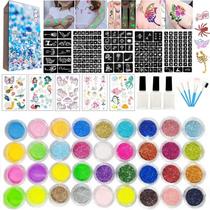 Kit temporário de tatuagens com glitter com 30 cores brilhantes para crianças Kit temporário de tatuagens com glitter com 30 cores brilhantes para crianças