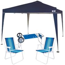 Kit Tenda Dobravel X-flex 3x3 M + Carrinho de Praia + 2 Cadeiras de Praia Mor