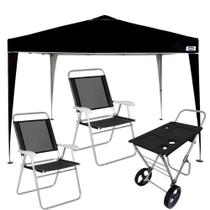 Kit Tenda Gazebo 3x3 M Articulada + Carrinho de Praia Smart Car + 2 Cadeiras