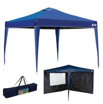 Kit Tenda Gazebo X-flex 3x3 m Articulado + Conjunto 2 Paredes Azul - Mor