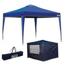 Kit Tenda Gazebo X-flex 3x3 m Articulado + Conjunto 4 Paredes Azul - Mor Kit Tenda Gazebo X-flex 3x3 m Articulado + Conjunto 4 Paredes Azul - Mor