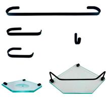 Kit tendência Preto Sextavado 6 peças Incolor