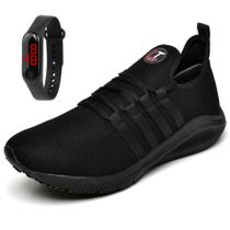 Kit Tênis Academia Esportivo Corrida Caminhada Unissex Leve + Relógio Digital Led Black Friday - Lasyn Shoes