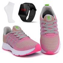Kit Tênis Academia Feminino + Relógio Digital LED + Meia