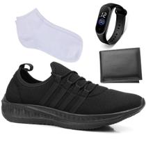 Kit Tenis Academia Masculino Feminino Esporte Corrida Caminhada Confort + Relogio + Meia + Carteira