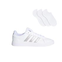 Kit Tênis Adidas Grand Court Base 2.0 Feminino + 3 Pares de Meias