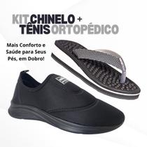 Kit Tênis Adulto Feminino e Masculino e Chinelo Ortopédico Massageador Confortável Kit Tênis Adulto Feminino e Masculino e Chinelo Ortopédico Massageador Confortável