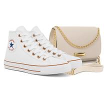 Kit Tênis All Feminino Star Feet Cano Alto Casual + Bolsa Transversal