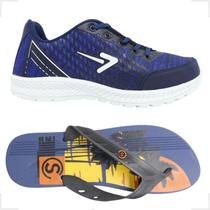 Kit Tenis Box 200 e Chinelo Estiloso Leve Macio Tamanho Especial Do 45 Ao 49 Confortavel Masculino Versatil