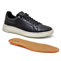 KIT Tenis + Calcanheira Classico Sapatenis Paris Elegante Couro Legitimo Confortavel Black
