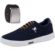 Kit Tenis Casual Basico com Bordado e Solado de Borracha com Cinto Kit Tenis Casual Basico com Bordado e Solado de Borracha com Cinto