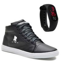 Kit Tênis Casual Com Sola Reta Confortável Polo Plus E Um Relógio Digital Kit Tênis Casual Com Sola Reta Confortável Polo Plus E Um Relógio Digital