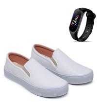 Kit Tênis Casual Feminino Macio Legítimo Slip On Iate + Relógio Touch Digital Kit Tênis Casual Feminino Macio Legítimo Slip On Iate + Relógio Touch Digital