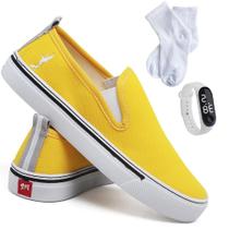 Kit Tênis Casual Feminino + Relógio + Meia Slip On Conforto