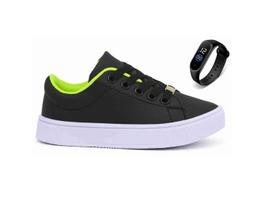 Kit Tenis Casual infantil Masculino Menino Com Relogio Led Digital Passeio Escola