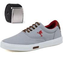 Kit Tenis Casual Liso com Bordado e Solado de Borracha com Cinto