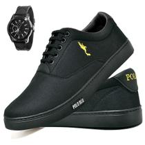 Kit Tênis Casual Masculino Lona + Relógio Analógico