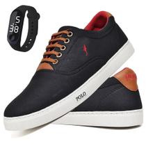 Kit Tênis Casual Masculino Lona + Relógio Digital