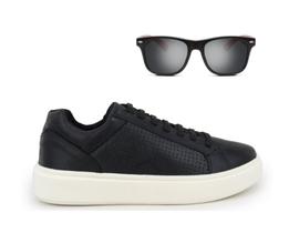 Kit Tênis Casual Masculino Preto Elegante Com Óculos