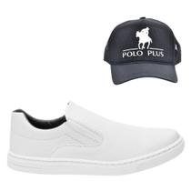 Kit Tênis Casual Masculino Slip On Elástico Conforto + Boné Kit Tênis Casual Masculino Slip On Elástico Conforto + Boné